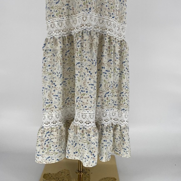 Prairie Maxi Dress Floral Lace Romantic Cottagecore Coastal Cowgirl Boho Size M - Picture 9 of 13